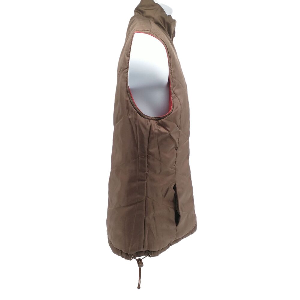 Ruff Hewn Reversible Quilted Zip Vest Red Brown Ripstop Drawstring Womens Medium - Picture 14 of 16